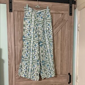 Joie Floral Wide Leg Pants - Blue and Green